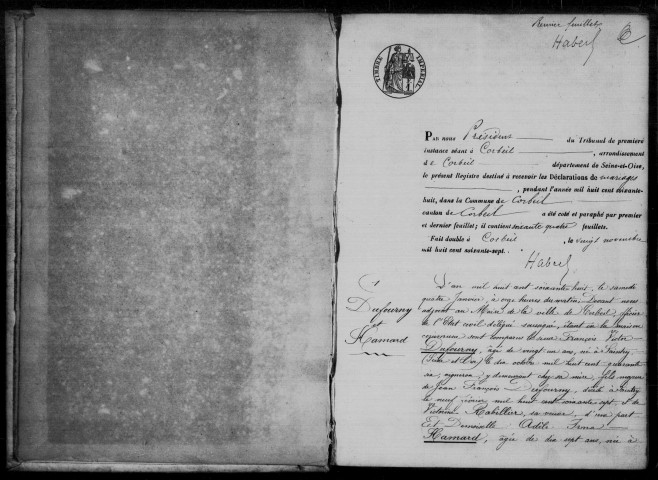 CORBEIL. Mariages : registre d'état civil (1868). 