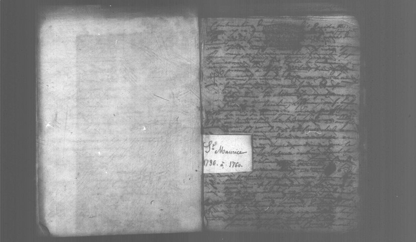 SAINT-MAURICE-MONTCOURONNE. Paroisse Saint-Maurice : Baptêmes, mariages, sépultures : registre paroissial (1736-1759). [Lacunes : B.M.S. (1750)]. 