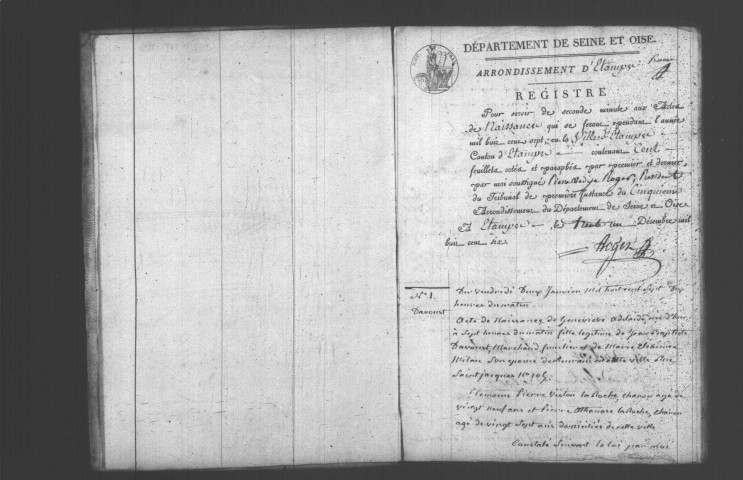 ETAMPES. Naissances : registre d'état civil (1807). 