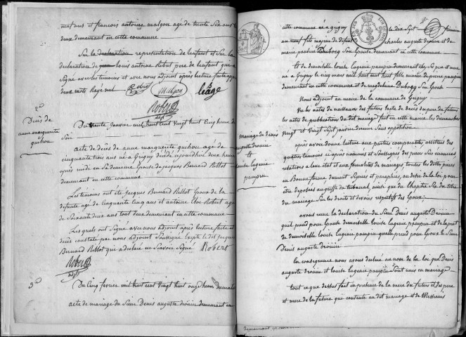 GRIGNY. Naissances, mariages, décès : registre d'état civil (1828-1842). 