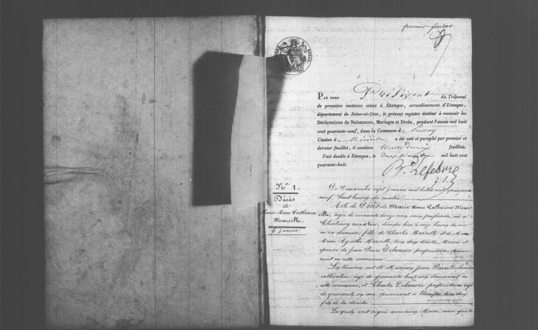 PUSSAY. Naissances, mariages, décès : registre d'état civil (1849-1860). 