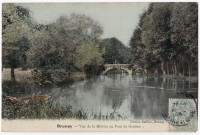 BRUNOY. - Vue de la rivière au pont de Soulins, Baillon, 1906, 4 mots, 5 c, ad., coloriée. 