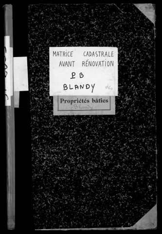 BLANDY. - Matrice des propriétés bâties [cadastre rénové en 1938]. 