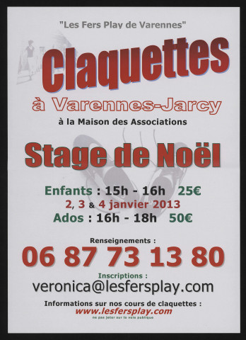 VARENNES-JARCY. - Claquettes à Varennes-Jarcy à la Maison des Associations, stage de Noël. 