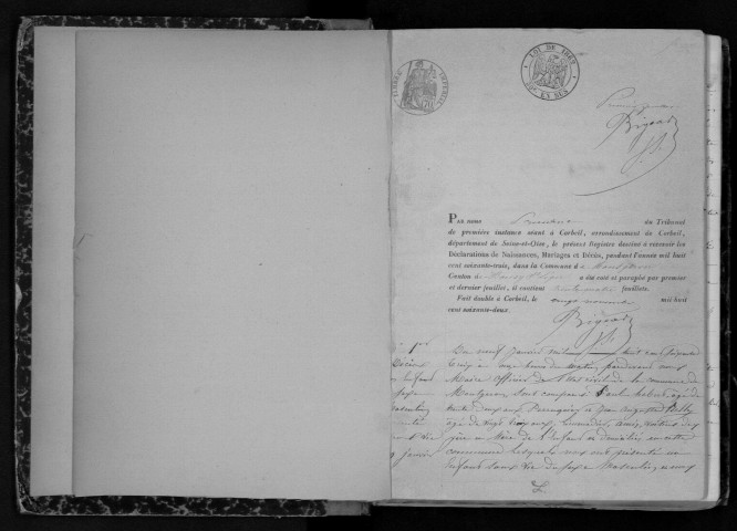 MONTGERON. Naissances, mariages, décès : registre d'état civil (1863-1867). 