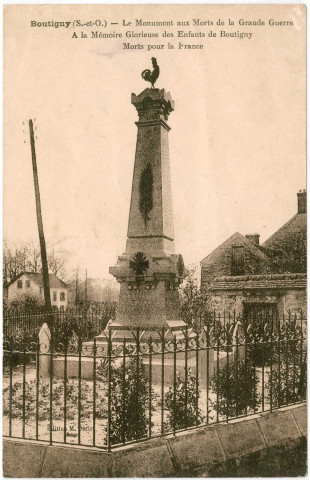 BOUTIGNY-SUR-ESSONNE. - Monument aux morts de la Grande Guerre, Duflot, sépia. 