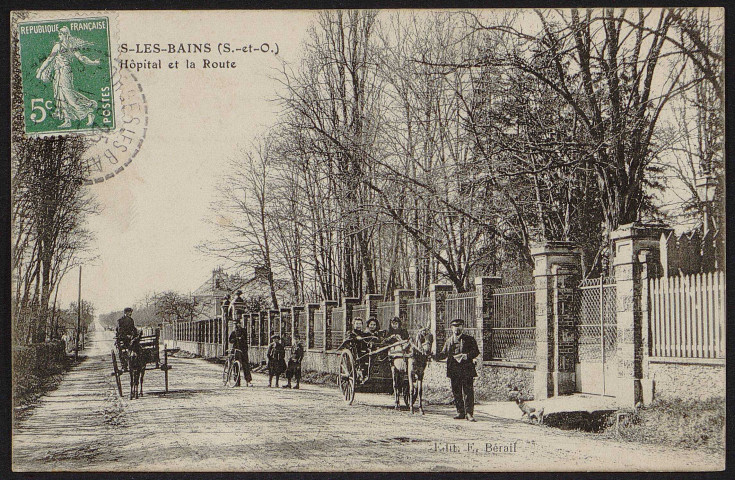 Forges-les-Bains.- Hôpital et route (octobre 1909). 