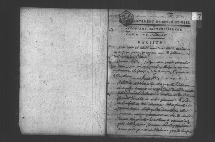 ESTOUCHES. Naissances, mariages, décès : registre d'état civil (an IX-1829). 