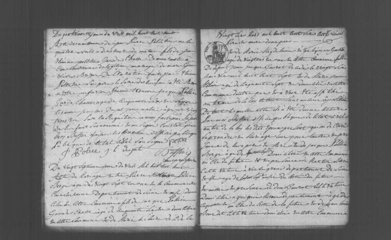 COURCOURONNES. Naissances, mariages, décès : registre d'état civil (1808-1830). 