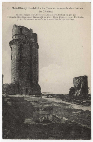 MONTLHERY. - La tour et ensemble des ruines du château [Editeur Desgouillons]. 