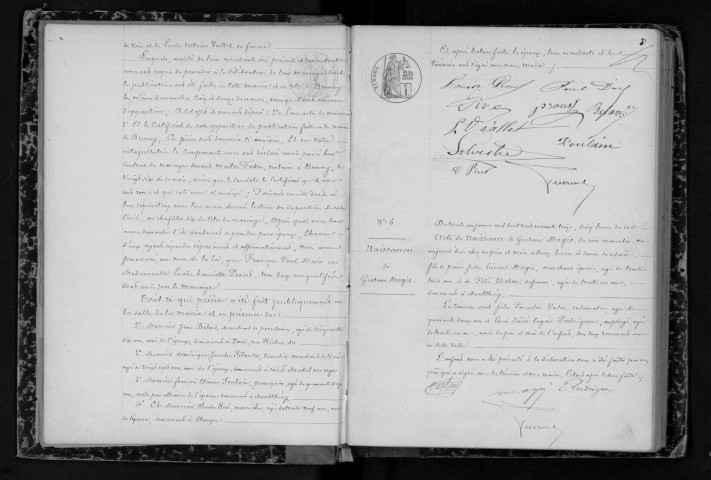 MONTLHERY. Naissances, mariages, décès : registre d'état civil (1873-1877). 