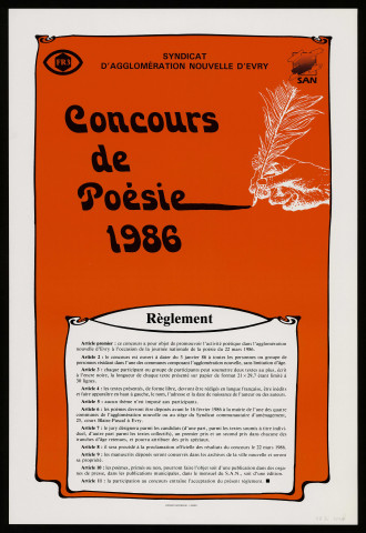 EVRY. - Règlement du concours de poésie (1986). 