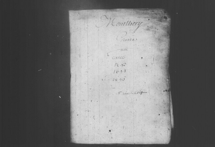 MONTLHERY. Paroisse Sainte-Trinité : Baptêmes, mariages, sépultures : registre paroissial (1693-1706). 