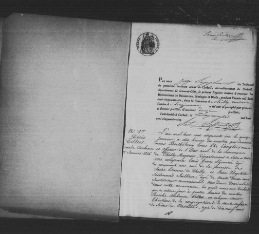 CHILLY-MAZARIN. Naissances, mariages, décès : registre d'état civil (1856-1869). 