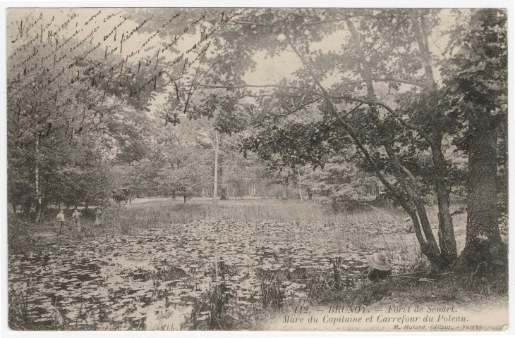 QUINCY-SOUS-SENART. - Forêt de Sénart. Mare du Capitaine et carrefour du Poteau [Editeur Mulard, 1904, timbre à 10 centimes, cote négatif 7A27c]. 