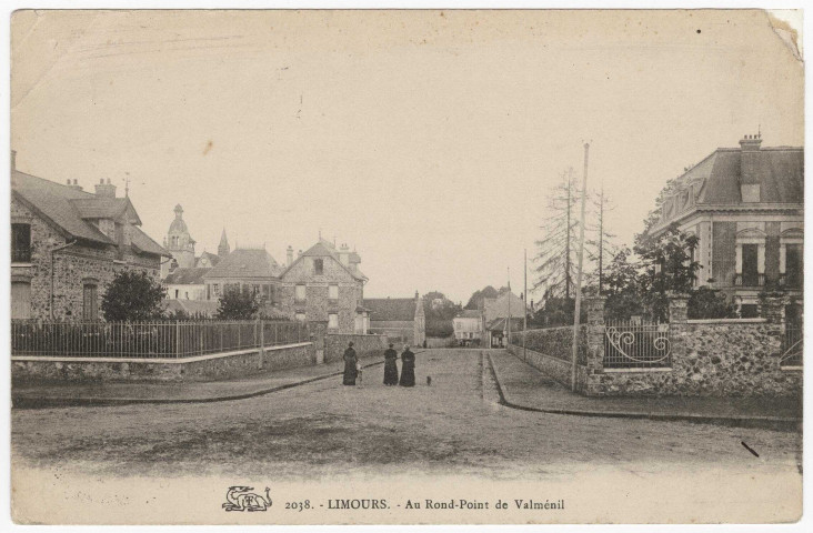 LIMOURS-EN-HUREPOIX. - Au rond-point du Val-Mesnil. (1914), 1 mot, 5 c, ad. 