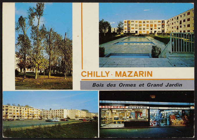Chilly-Mazarin.- Bois des Ormes et Grand jardin, la piscine et le centre commercial (25 août 1975). 