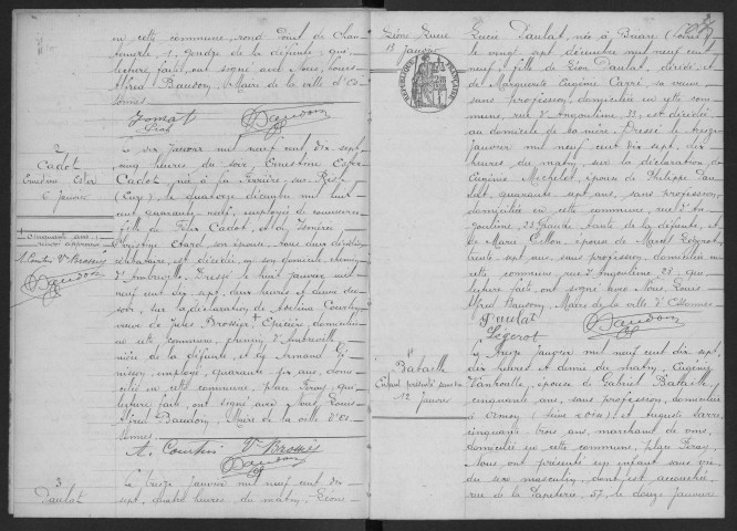 ESSONNES.- Décès : registre d'état civil. 