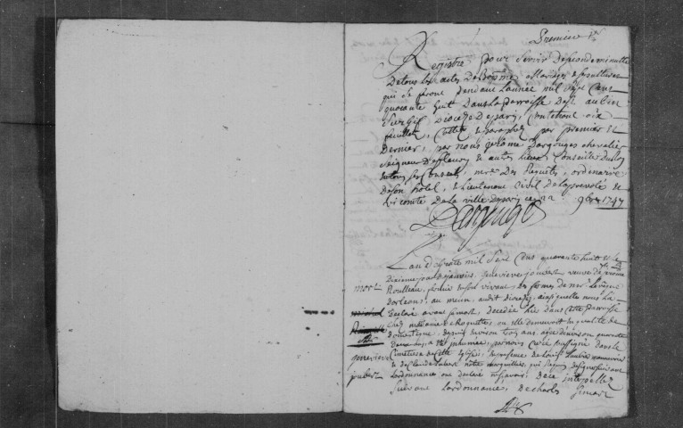 SAINT-AUBIN. Paroisse Saint-Aubin d'Angers : Baptêmes, mariages, sépultures : registre paroissial (1748-1759). 
