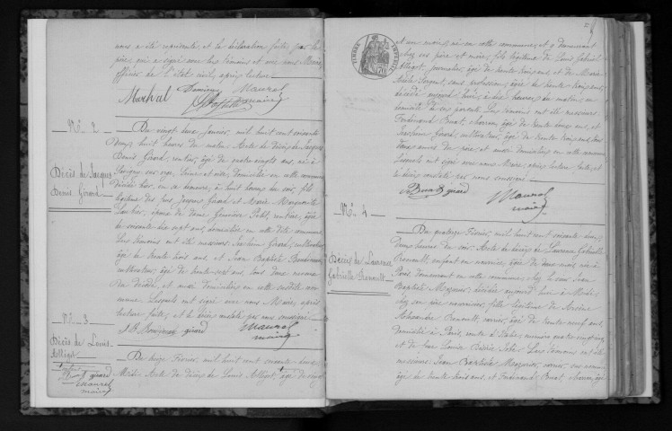MORSANG-SUR-ORGE. Naissances, mariages, décès : registre d'état civil (1862-1872). 