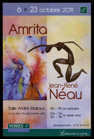 YERRES.- Exposition : Amrita, par Jean-René Néau, Salle André Malraux, 6 octobre-23 octobre 2011. 