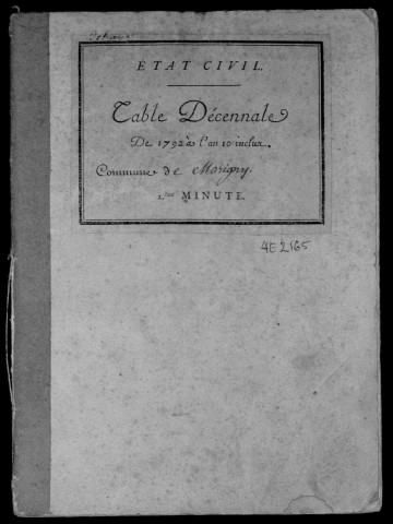 SAINT-GERMAIN-LES-ETAMPES (MORIGNY-CHAMPIGNY). Tables décennales (1792-1902). 