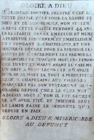 dalle funéraire : François Bouvier, abbé