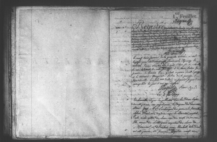 EPINAY-SOUS-SENART. Paroisse Sainte-Geneviève : Baptêmes, mariages, sépultures : registre paroissial (1766-1777). 