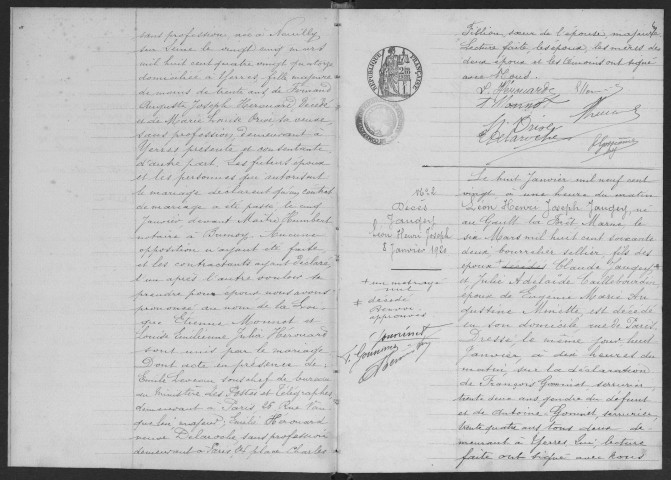 YERRES. - Naissances, mariages, décès : registre d'état civil.