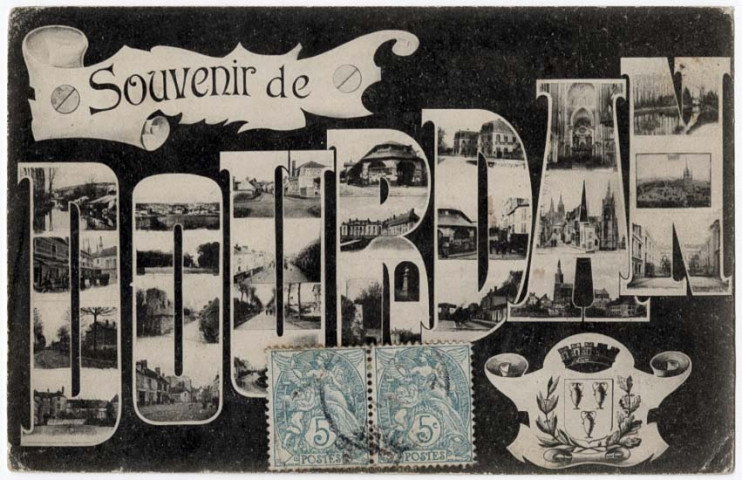 DOURDAN. - Souvenir de Dourdan. (1910), 2 lignes, 10 c, ad. 