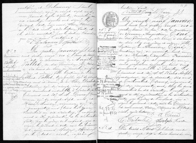 SAINTRY-SUR-SEINE. Naissances, mariages, décès : registre d'état civil (1890-1896). 