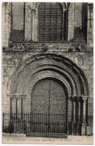 ETAMPES. - Eglise Saint-Basile, le portail. Editeur LL. 