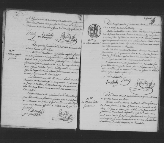 BREUILLET. Naissances, mariages, décès : registre d'état civil (1845-1852). 