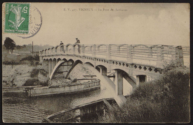 VIGNEUX-SUR-SEINE.- Le pont des sablières (21 mars 1908).