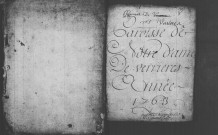 VERRIERES-LE-BUISSON. Paroisse Notre-Dame : Baptêmes, mariages, sépultures : registre paroissial (1763-1774). 