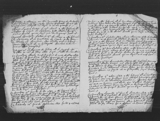 LEUDEVILLE. Paroisse Saint-Martin : Baptêmes, mariages, sépultures : registre paroissial (1687-1746). [Lacunes : B.M.S. (1688-1691, 1713-1736, 1740)]. 