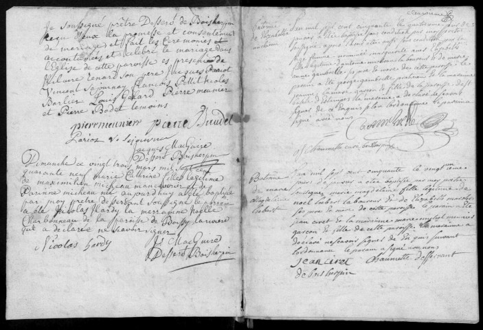 BOIS-HERPIN. - Registre paroissial. - Registre des baptêmes, mariages et sépultures (1749-1766) 