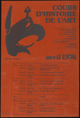 CORBEIL-ESSONNES. - Cours d'histoire de l'art : programme avril 1976, Conservatoire municipal (1976). 