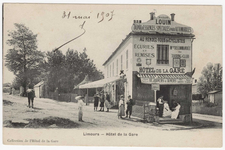 LIMOURS-EN-HUREPOIX. - Hôtel de la gare. Col. de l'Hôtel (1907), cl. 19A14e. 