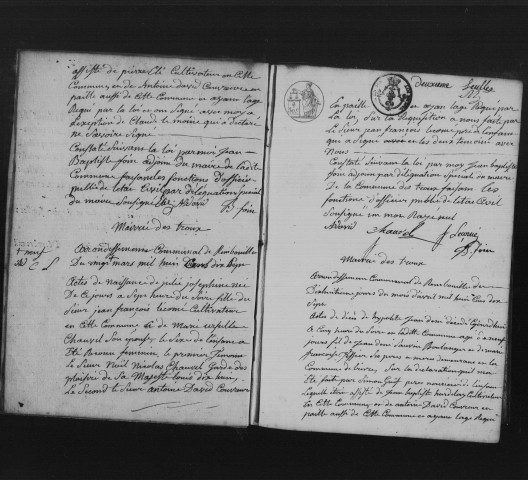 BOULLAY-LES-TROUX. Naissances, mariages, décès : registre d'état civil (1817-1832). 