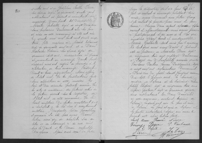 PALAISEAU. - Mariages : registre d'état civil.