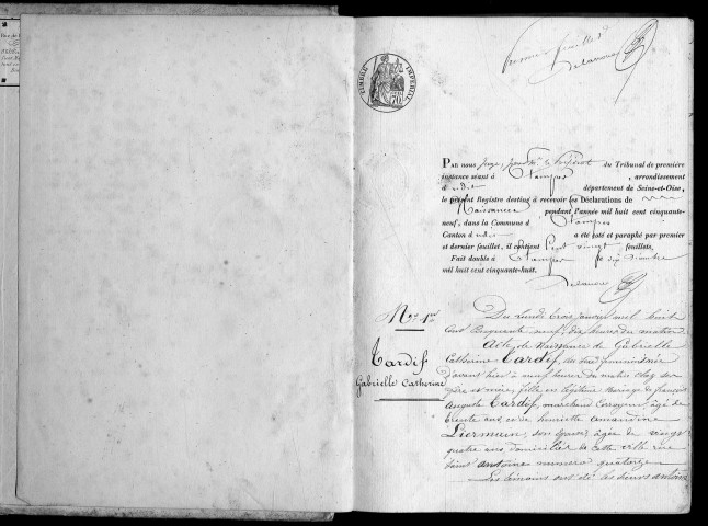 ETAMPES. Naissances : registre d'état civil (1859). 
