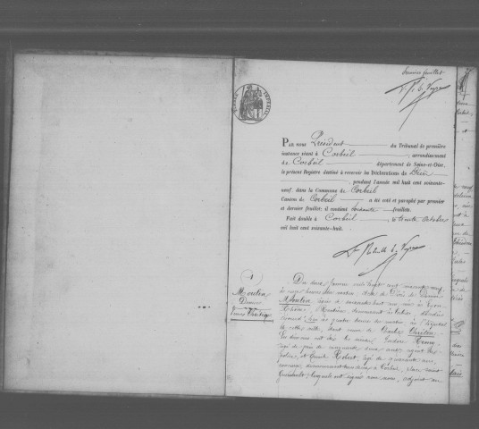 CORBEIL. Décès : registre d'état civil (1869). 