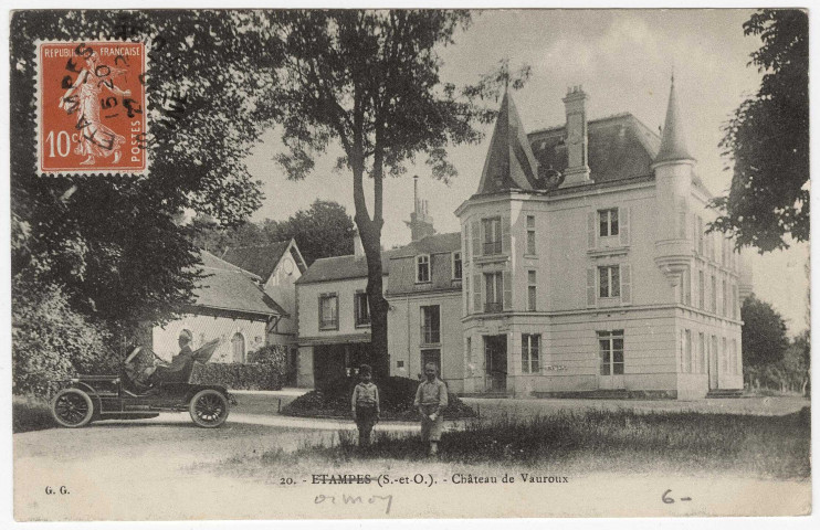 ORMOY-LA-RIVIERE. - Château de Vauroux [Editeur GG, 1910, timbre à 10 centimes]. 