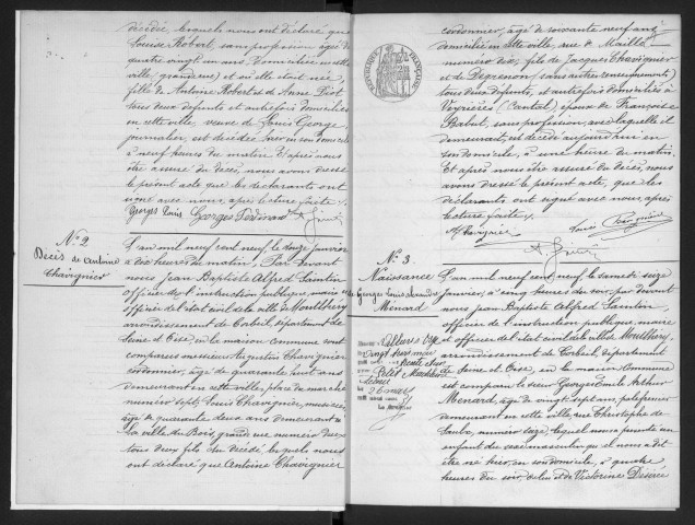 MONTLHERY. - Naissances, mariages, décès : registre d'état civil.