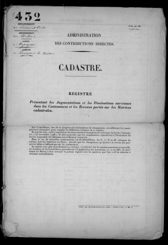 BRUYERES-LE-CHATEL. - Matrice des propriétés bâties et non bâties : folios 1 à 468 [cadastre rénové en 1934]. 
