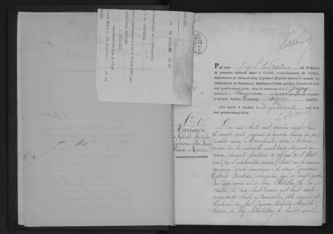 GRIGNY. Naissances, mariages, décès : registre d'état civil (1883-1896). 