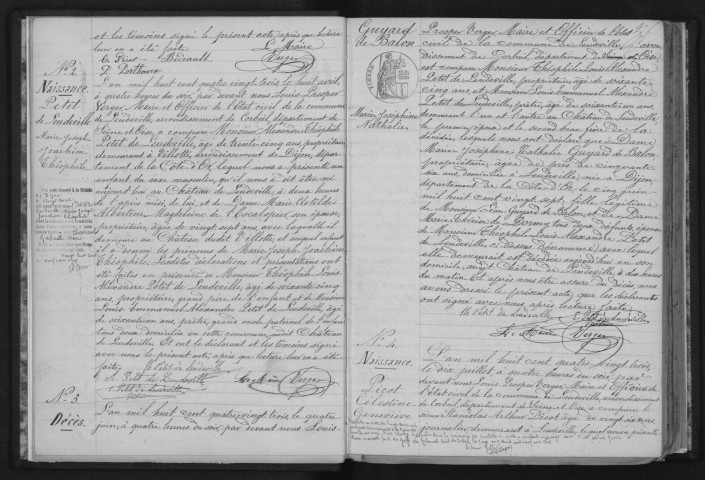 LEUDEVILLE. Naissances, mariages, décès : registre d'état civil (1883-1896). 