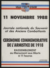 EVRY. - Journée nationale du souvenir et des anciens combattants. Cérémonie commémorative de l'armistice de 1918, 11 novembre 1988. 