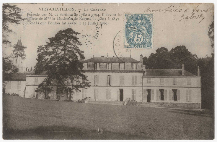 VIRY-CHATILLON. - Le château [1904, timbre à 5 centimes]. 